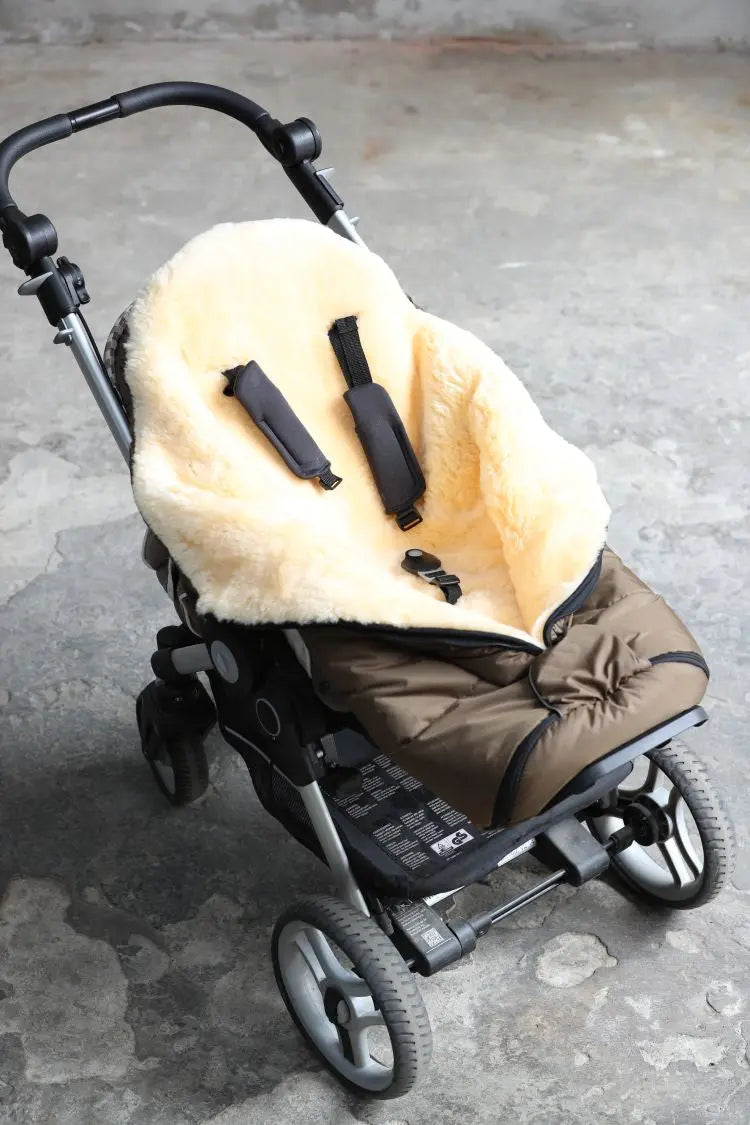 lammfell schlafsack kinderwagen Baby-Kinderwagenfußsack mit Lammfell 95x45 cm - Merino
