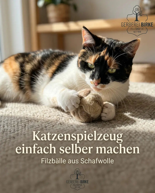 Katzenspielzeug selber machen – Filzbälle aus Schafwolle Gerberei Birke Fellshop