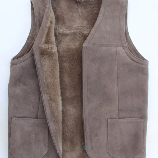 Lammfellweste - Gregor - mit Innentasche grau