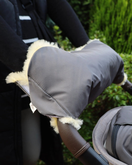 Baby- Kinderwagen-Handwärmer mit Lammfellfutter Gerberei Birke