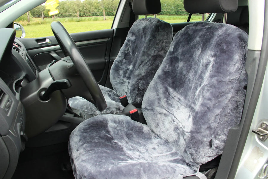 Premium Autositzbezüge aus Merino-Lammfell in Silber