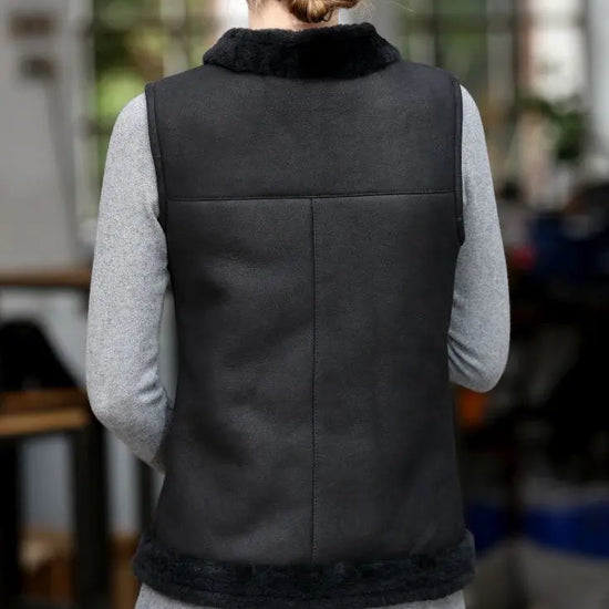 Lammfellweste Sarina Damen (Schwarz)