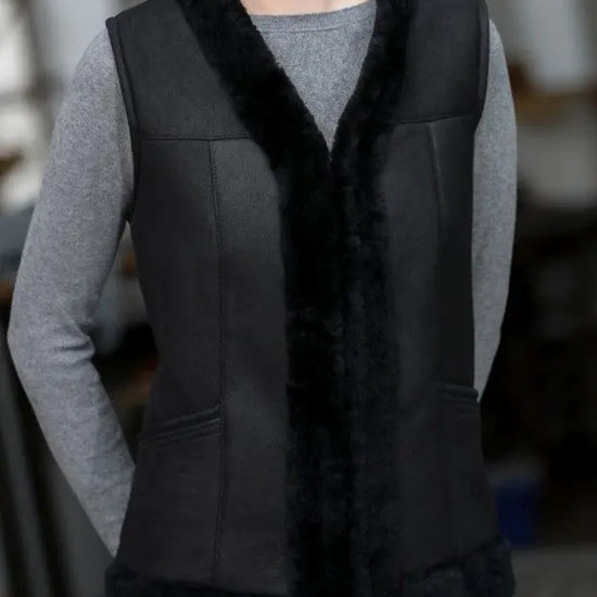 Lammfellweste Sarina Damen (Schwarz)