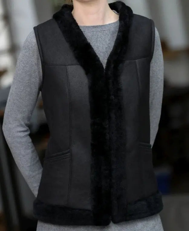 Lammfellweste Sarina Damen (Schwarz)