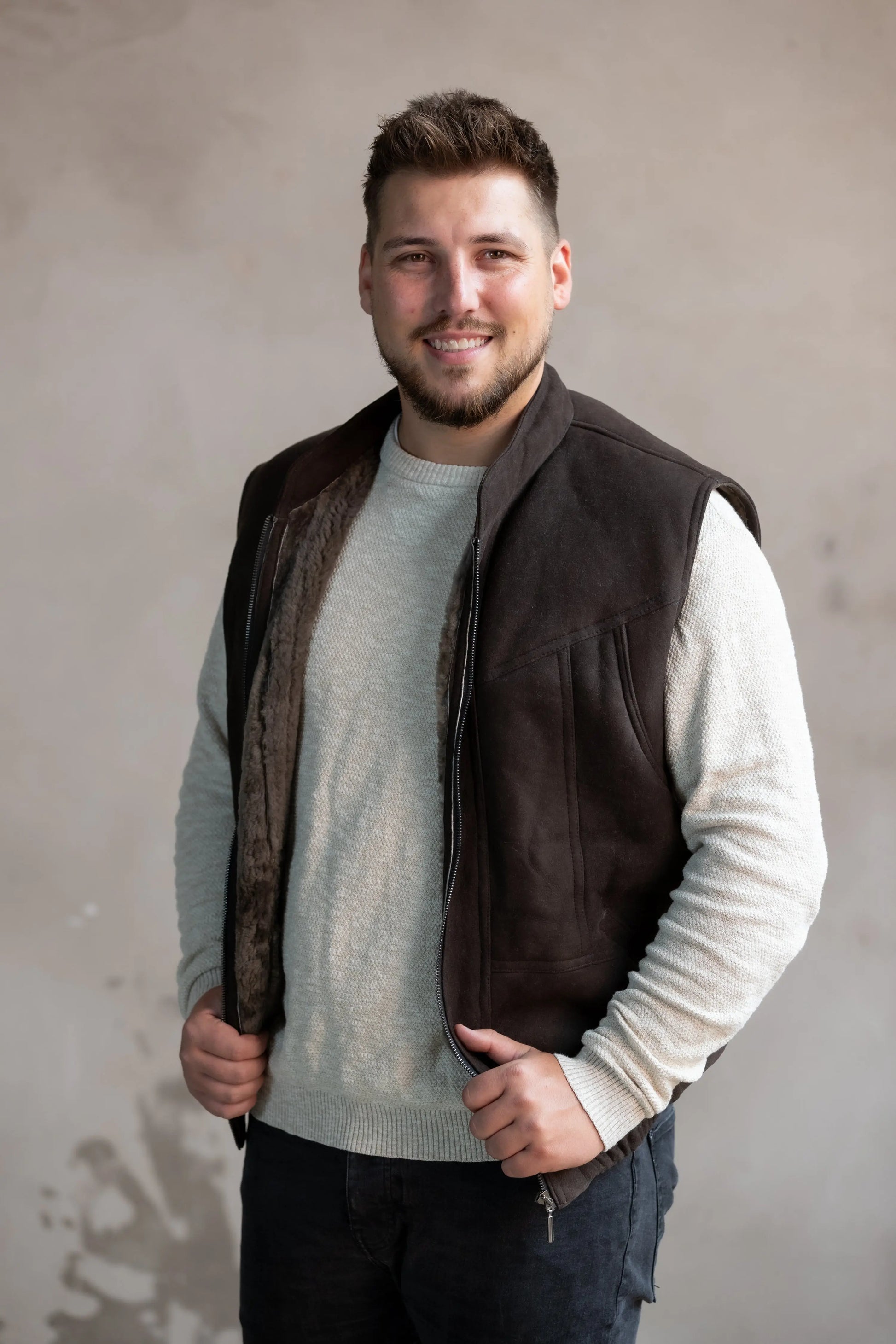 Lammfellweste - Soeren - braun