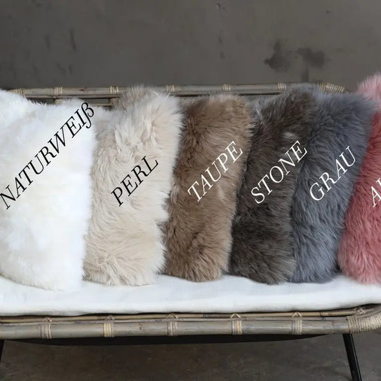 Lammfell Kissen Taupe