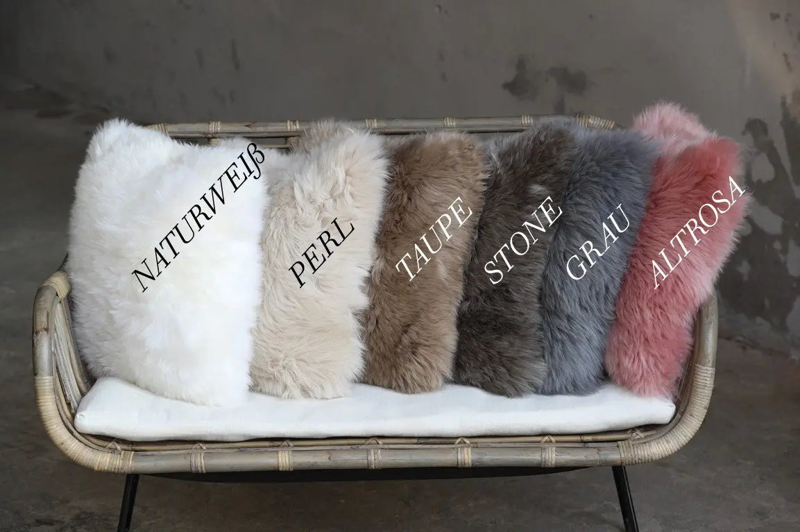 Lammfell Kissen Taupe