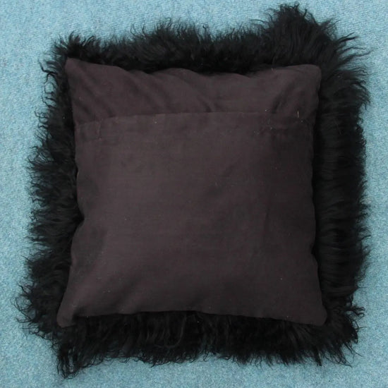 Tibet Lammfellkissen Schwarz