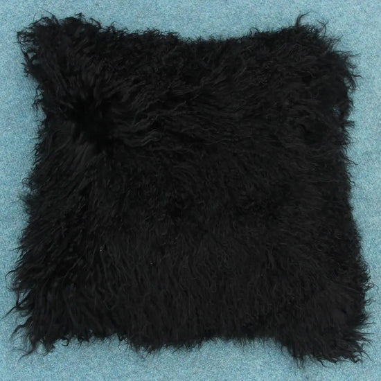 Tibet Lammfellkissen Schwarz