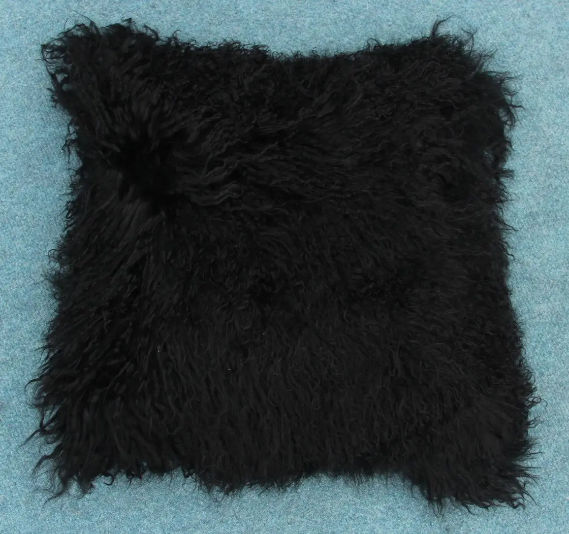 Tibet Lammfellkissen Schwarz