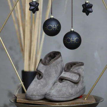 Lammfell Hausschuh - Arne - braun mit Klett