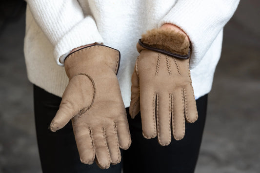 Lammfellhandschuhe braun oder anthrazit (Fingerhandschuhe)