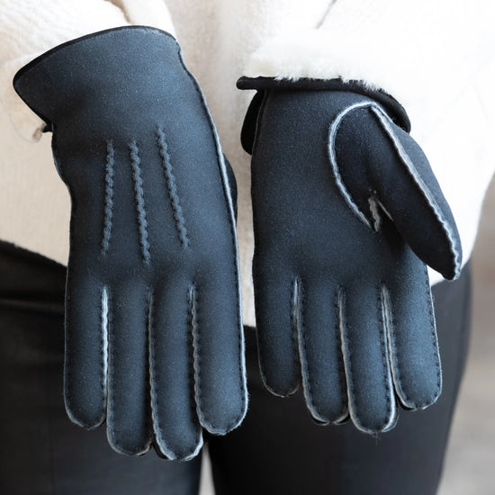 lammfell handschuhe braun Lammfell Fingerhandschuhe Braun/Anthrazit Gr. 8-11