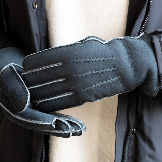 Lammfellhandschuhe braun oder anthrazit (Fingerhandschuhe)