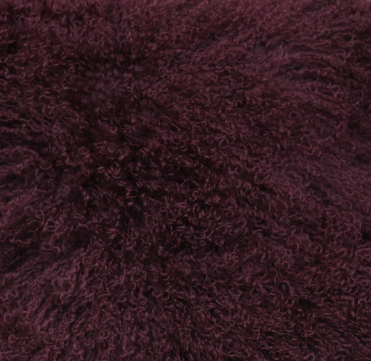 Tibet Lammfellkissen Weinrot