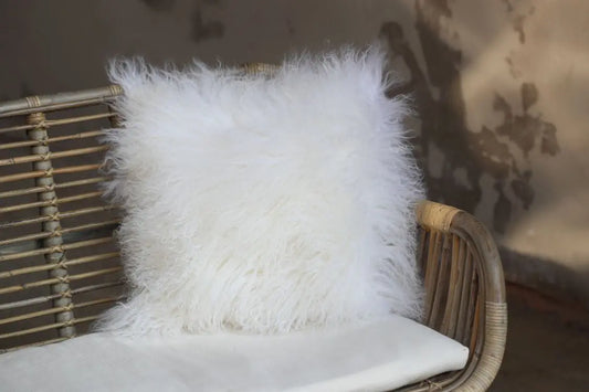 Tibet Lammfellkissen Naturweiß