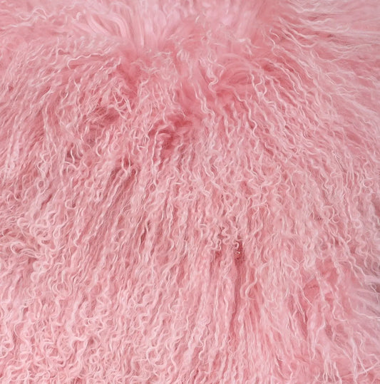 Tibet Lammfellkissen Pink