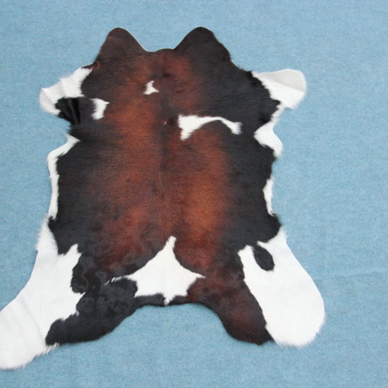 Kalbfell Tricolor Schwarz Braun Weiß