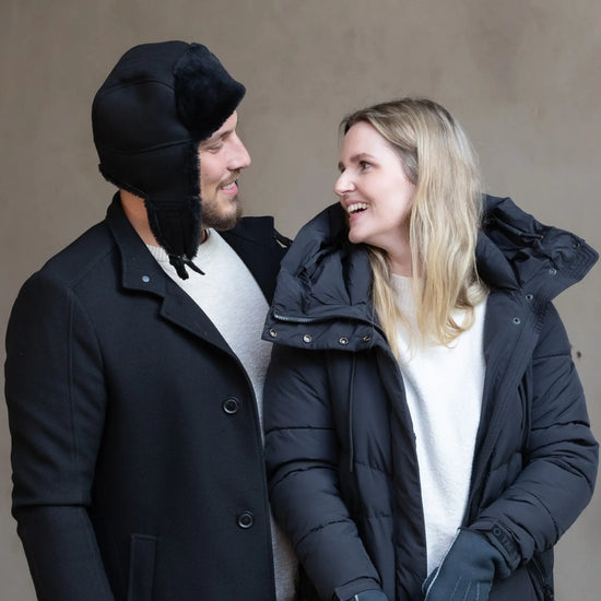 Mütze aus Lammfell schwarz