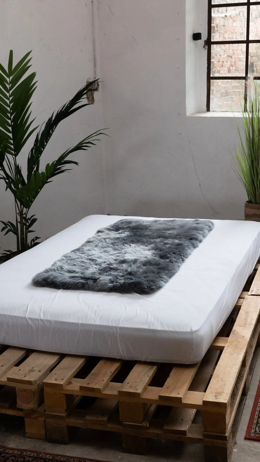 Lammfelldecke ca. 70 x 140 cm Grau/Anthrazit
