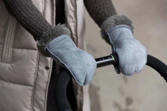 Lammfellhandschuhe braun oder grau (Fäustlinge)