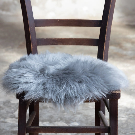 Lammfell Sitzauflage Rund Silber (grau)