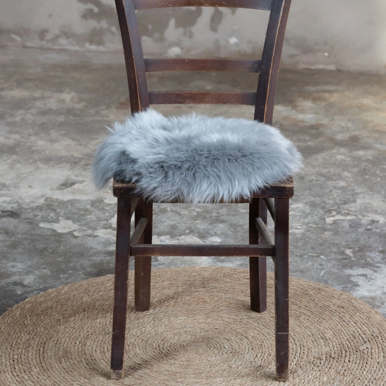 Lammfell Sitzauflage Rund Silber (grau)