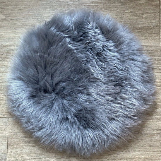 Lammfell Sitzauflage Rund Silber (grau)