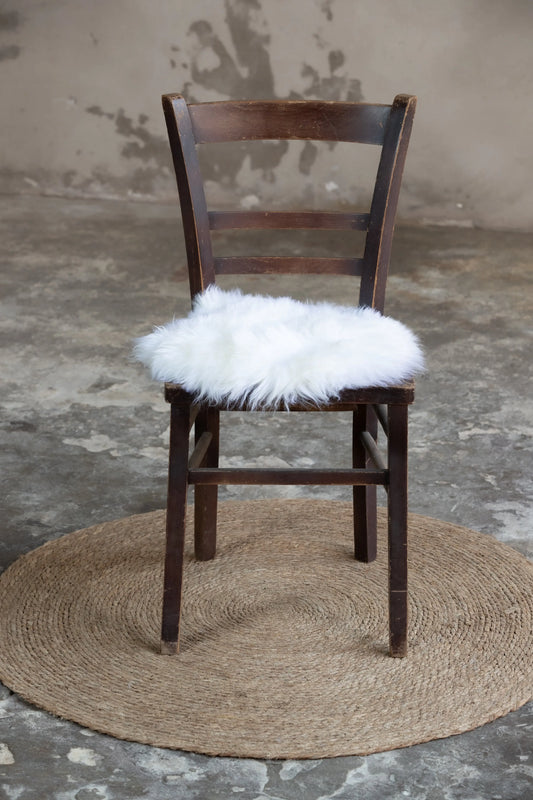 Lammfell Sitzauflage Rund Weiß