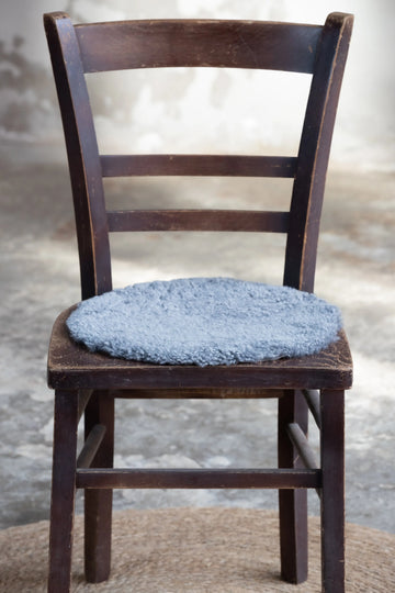 Lammfell Sitzauflage Curly Rund Grau