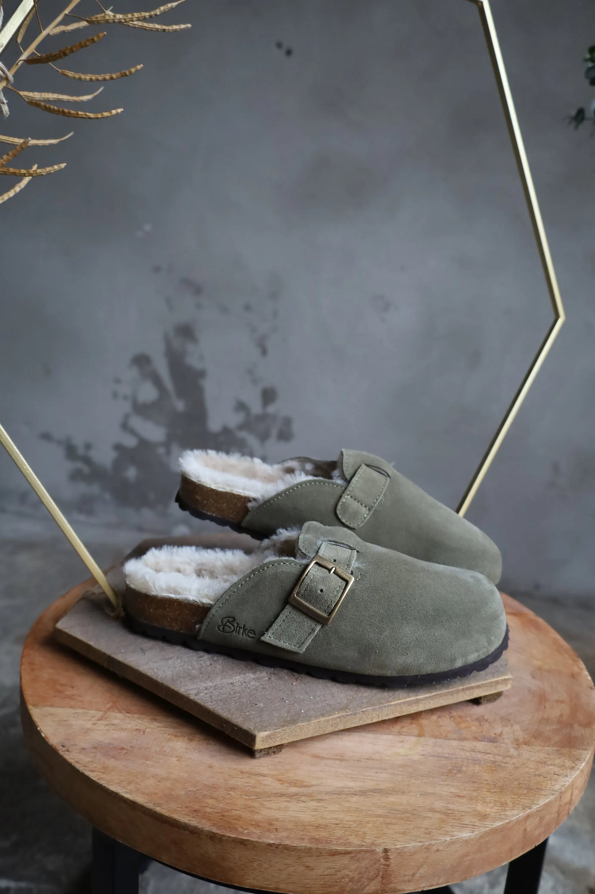 Lammfell Hausschuh - Glen- Olive