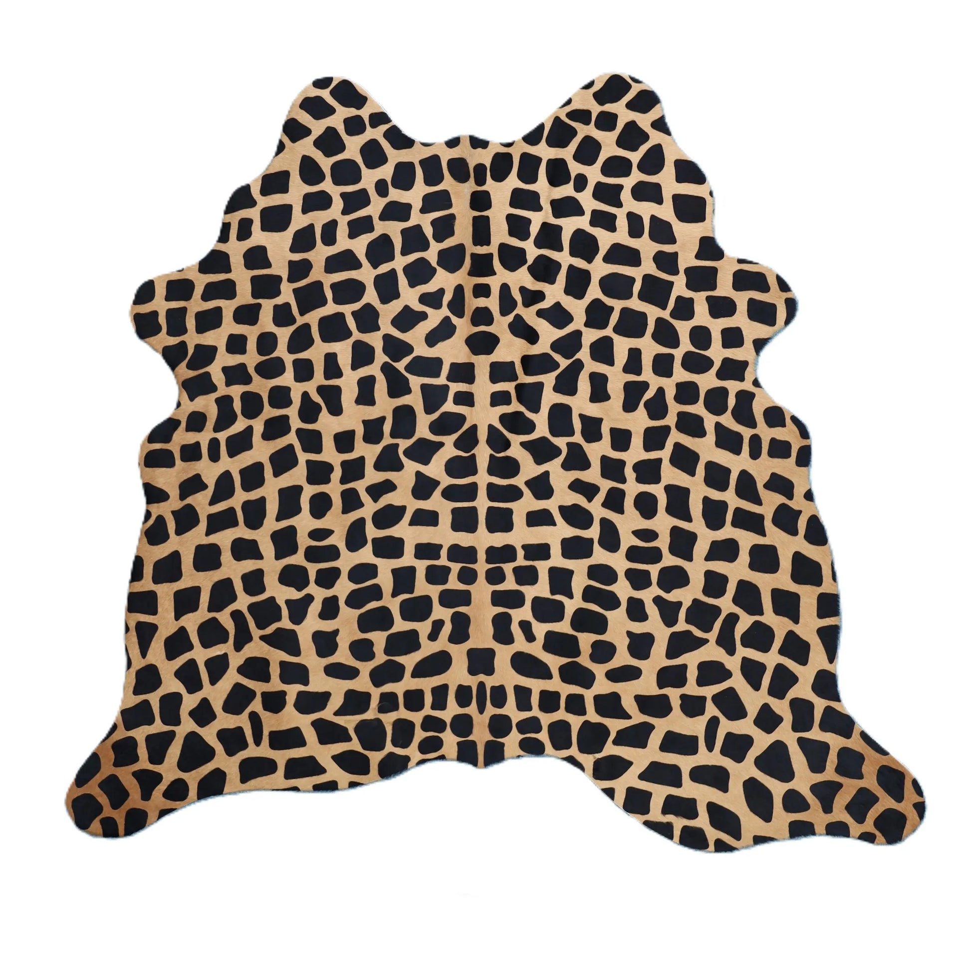 Kuhfell Braun Schwarz (1417) mit Giraffen-Druck