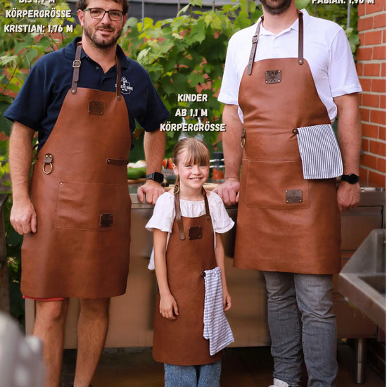 Premium Leder-Grillschürze Whiskybraun mit Personalisierung | Regular  Gerberei Birke Fellshop