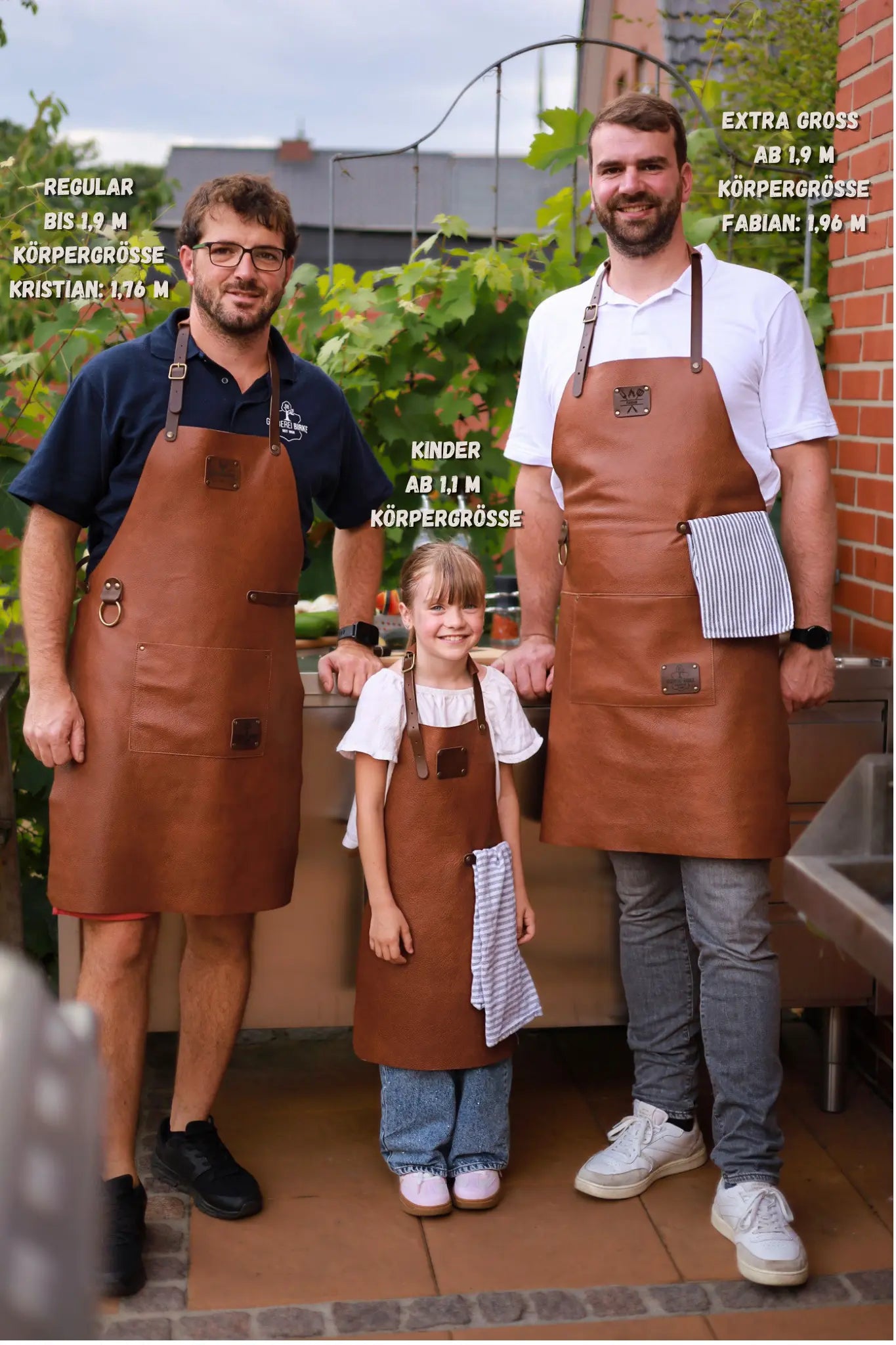 Premium Leder-Grillschürze Whiskybraun mit Personalisierung | Langgröße  Gerberei Birke Fellshop