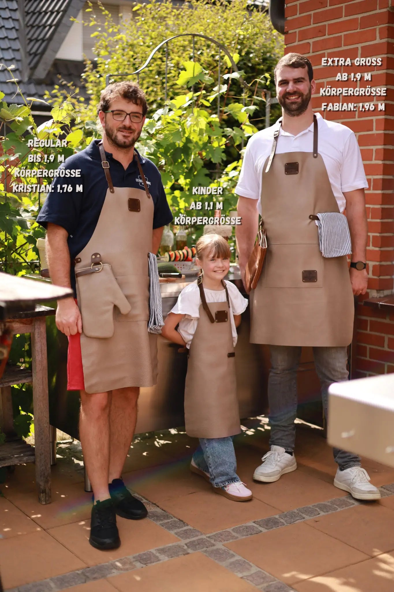 Premium Leder-Grillschürze Smokegrau mit Personalisierung | extra Lang für über 1,9m  Gerberei Birke Fellshop