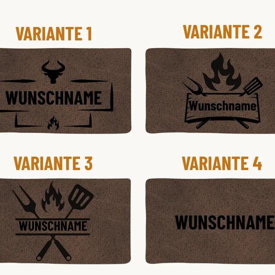 Premium Leder-Grillschürze Whiskybraun mit Personalisierung | Regular  Gerberei Birke Fellshop
