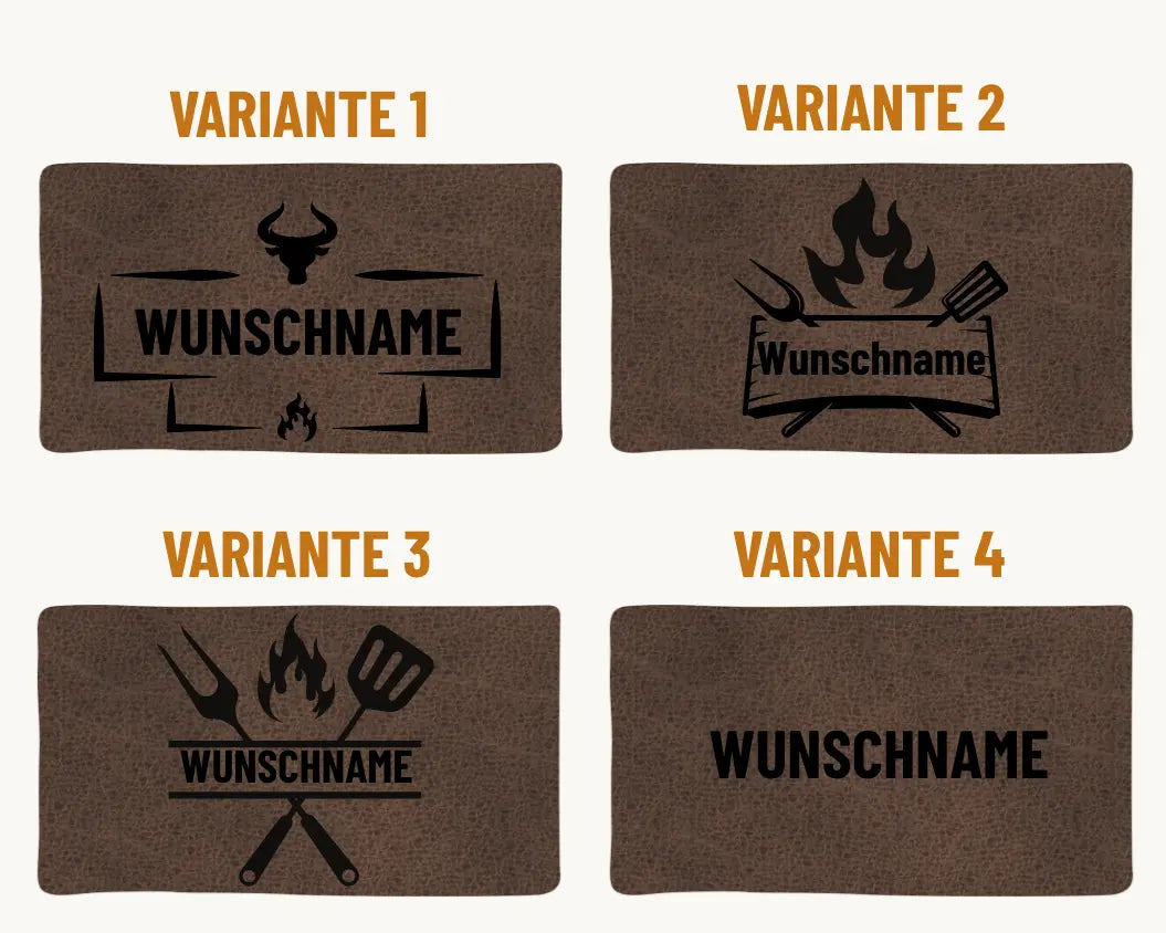 Premium Leder-Grillschürze Whiskybraun mit Personalisierung | Regular  Gerberei Birke Fellshop