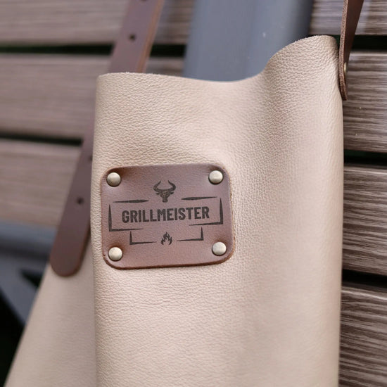 Premium Leder-Grillschürze Smokegrau mit Personalisierung | Regular  Gerberei Birke Fellshop