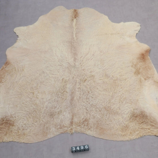 Kuhfell Weiß Beige Gold Langhaar (3496) 3-4 qm  Gerberei Birke Fellshop: Gesamtaufnahme
