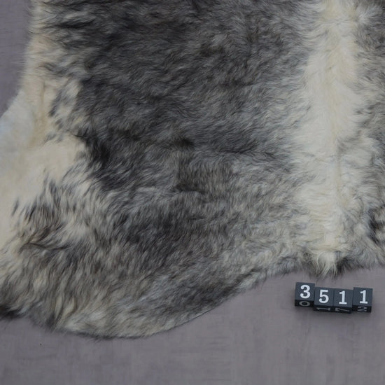 Kuhfell Grau Weiß Gelblich Langhaar (3511) 3-4 qm  Gerberei Birke Fellshop: Nahaufnahme Rückenende