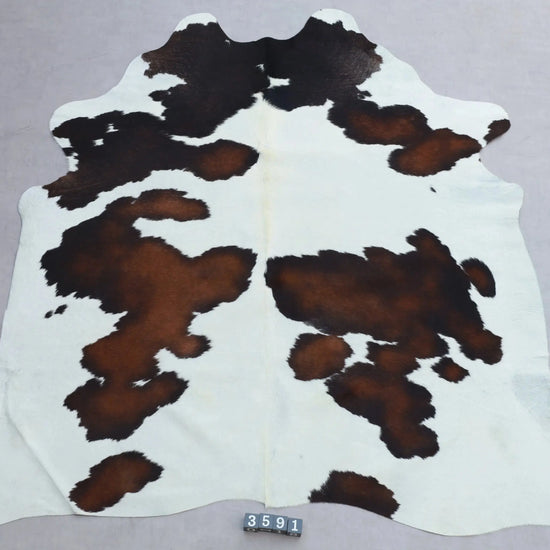 Kuhfell Schwarz Weiß Braun (3591) 3-4 qm  Gerberei Birke Fellshop: Gesamtaufnahme