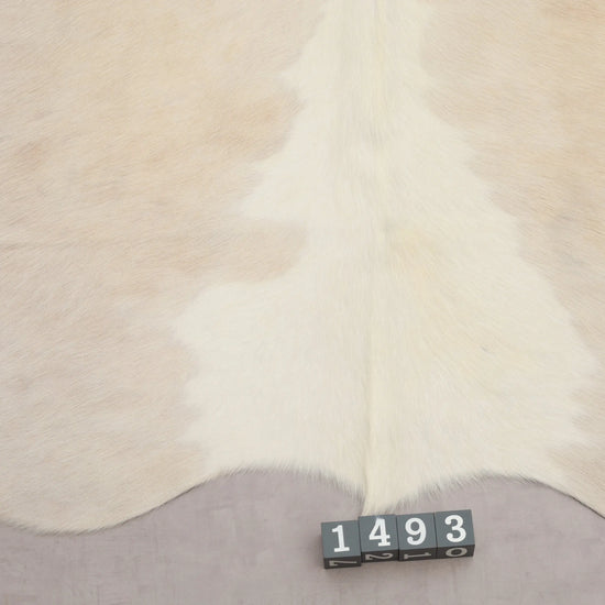 Kuhfell Beige Weiß gepunktet Langhaar (1493) 1-2 qm - Nahaufnahme Rückenende