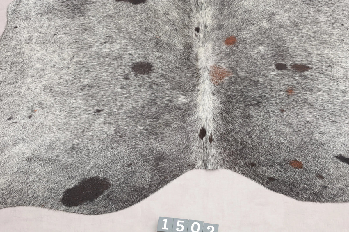 Kuhfell Grau Schwarz Braun Weiß Salz & Pfeffer (1502) 1-2 qm Nahaufnahme Rückenende