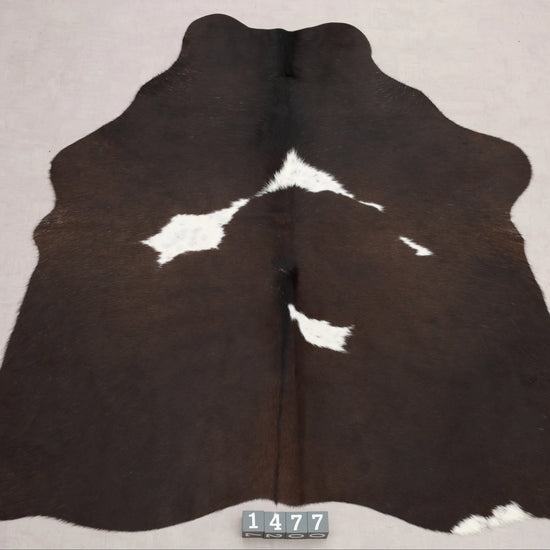 Kuhfell Schwarz Braun Weiß sehr dunkel braun (1477) 1-2 qm Gesamtaufnahme