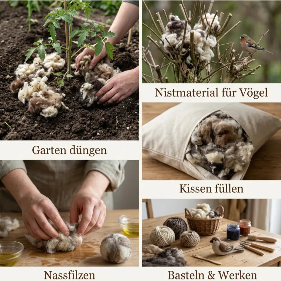 200g naturbelassene Schafwolle – gereinigt & entstaubt  Gerberei Birke Fellshop