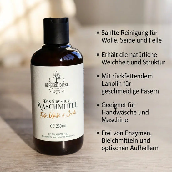 Das Premium Waschmittel Felle, Wolle & Seide  Gerberei Birke Fellshop